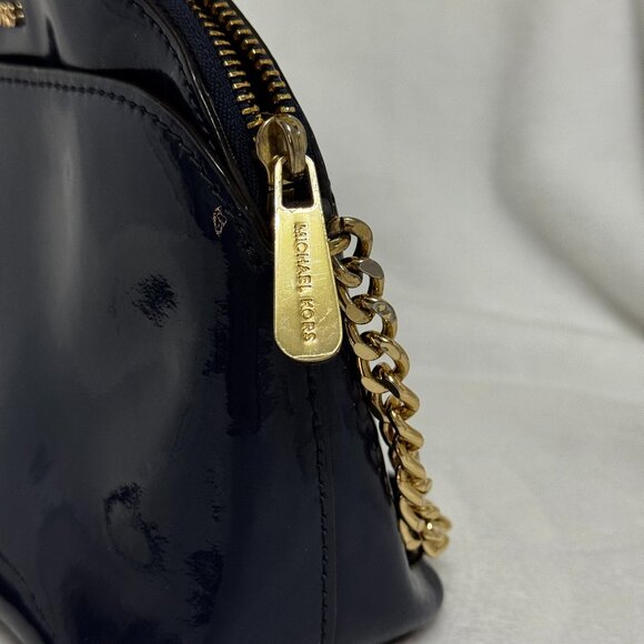 Michael Kors Medium Emmy Crossbody Midnight Blue Patent Finish Gold Hardware - Picture 4 of 14